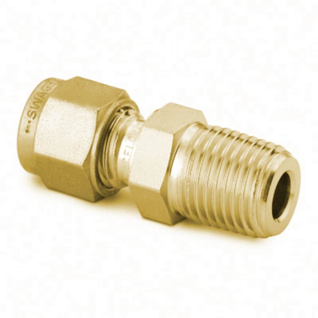 Swagelok Brass Swagelok Tube Fitting, Male Connector, 12 mm Tube OD x 1/2 in. Male ISO Tapered Thread