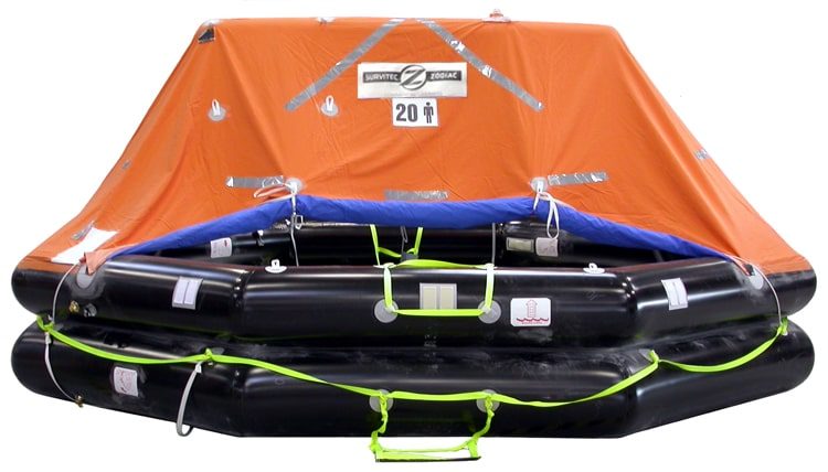 Survitec Group Type "SURVIVA Mk4" 12 DL, 12-person SOLAS A or SOLAS B davit-launched inflatable liferaft. (RFD) Elliot, (RFD) Crewsaver, SSPI, New Wave, DBC, RFD Shoresava, DSB LR07, and Survitec Zodiac brands.