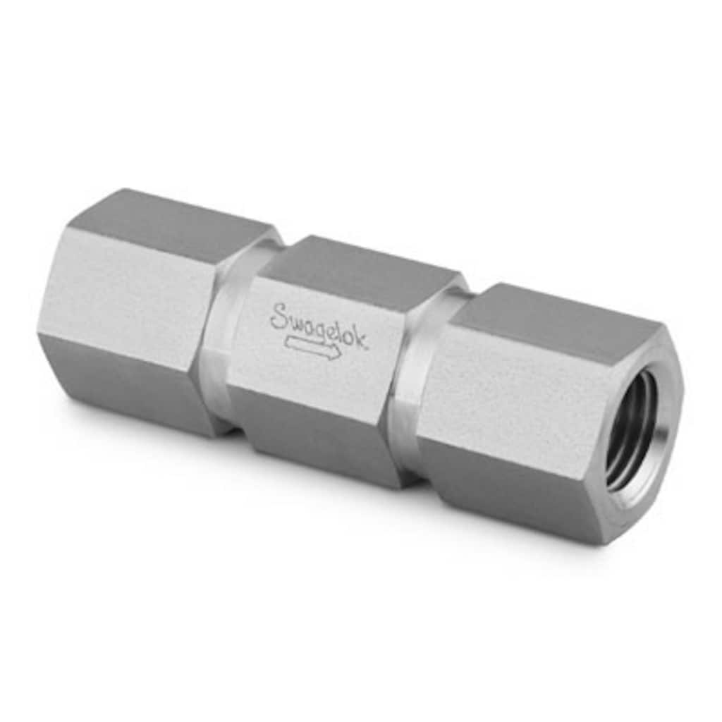 Swagelok Stainless Steel 1-Piece Poppet Check Valve, Fixed Pressure, 1/4 in. Female ISO, 1 psig (0.07 bar)