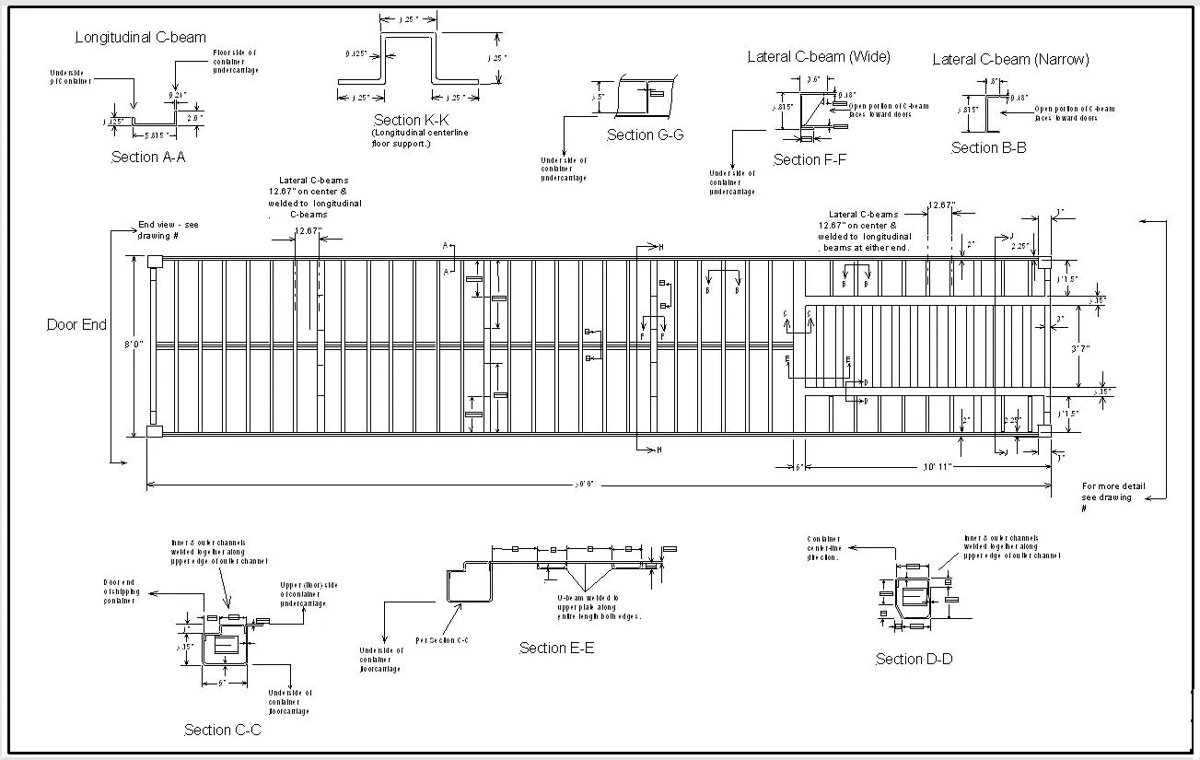Umoe Advanced Composites 40ft ISO/CSC freight container – drawing reference 019405 rev. 0