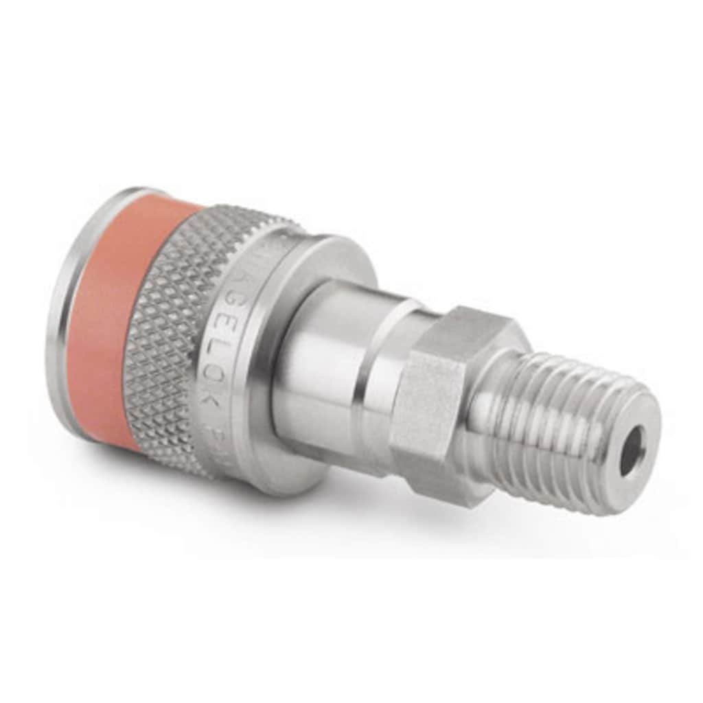 Swagelok Corps de raccord rapide d'instrumentation en acier inoxydable, Cv de 0,2, filetage NPT mâle 1/4 po, clé orange