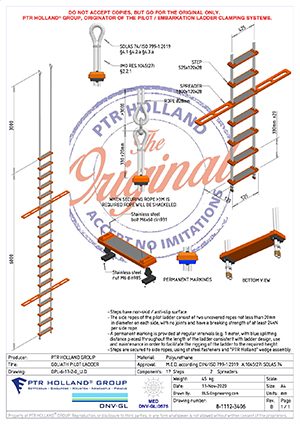 PTR Holland Group THETIS U.S.D. Pilot ladder ISO-799-1-6-3 to ISO-799-1-76-3, and THETIS standard O.S. Pilot ladder ISO-799-1-6-3 to ISO-799-1-76-3