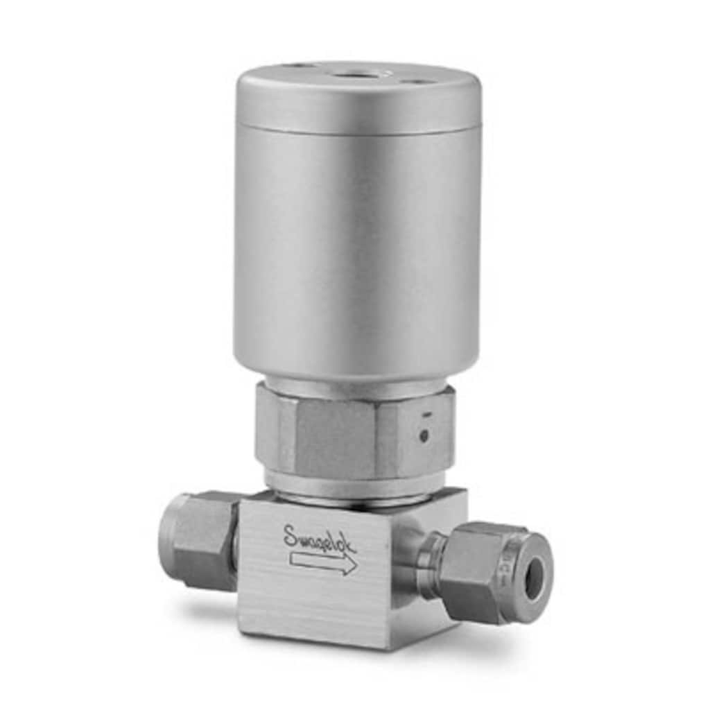 Swagelok 316L VIM-VAR UHP Diaphragm Sealed Valve, 1/4 in. Swagelok Tube Fitting, NC Actuator