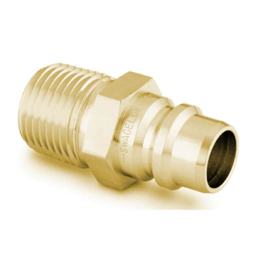 Swagelok Brass Full Flow Quick Connect Stem without Valve, 1.7 Cv, 1/4 in. Male NPT