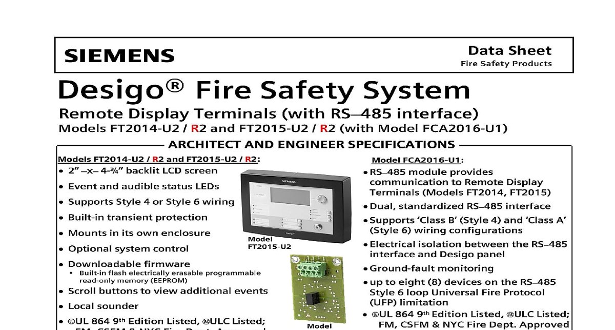 Siemens Fire Safety FT2014-U2