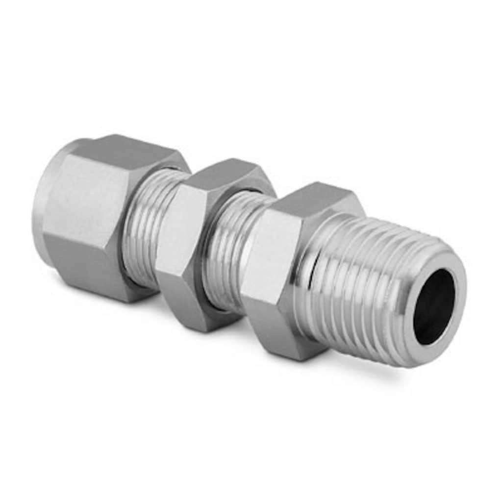 Swagelok Stainless Steel Swagelok Tube Fitting, Bulkhead Male Connector, 3/4 in. Tube OD x 3/4 in. Male NPT