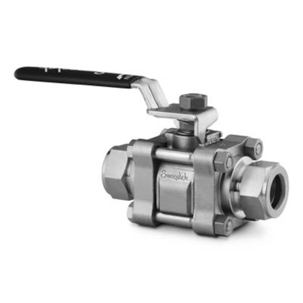 Swagelok Stainless Steel 3-Piece 60 Series Ball Valve, UHMWPE Seats, 1/2 in. Swagelok Tube Fitting