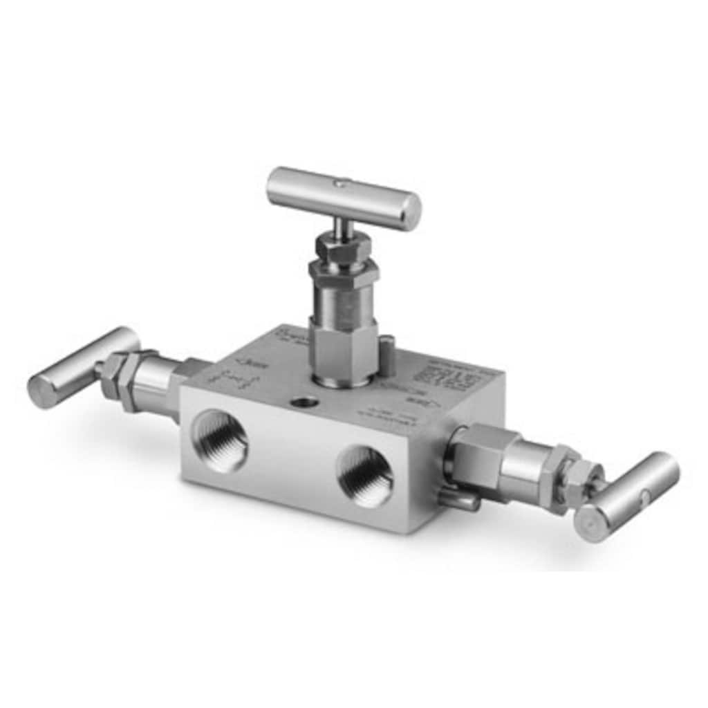 Swagelok Ventilblock, 3 Ventile, Edelstahl, 1/2 Zoll NPT-Innengewinde, Kugelspindelspitze