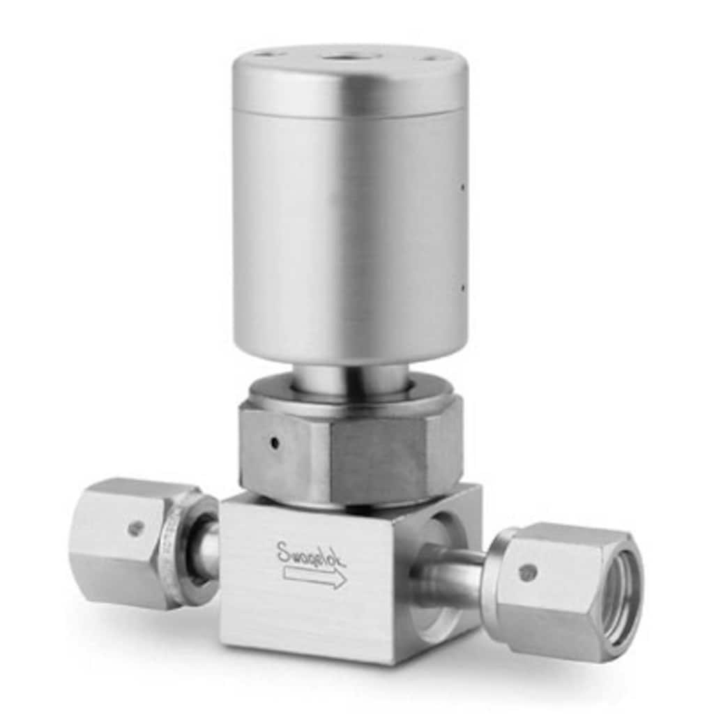 Swagelok 316L VAR UHP High Flow Diaphragm Sealed Valve, 1/4 in. Female Swagelok HVCR Fitting, SC-01 Cleaned, NC Actuator