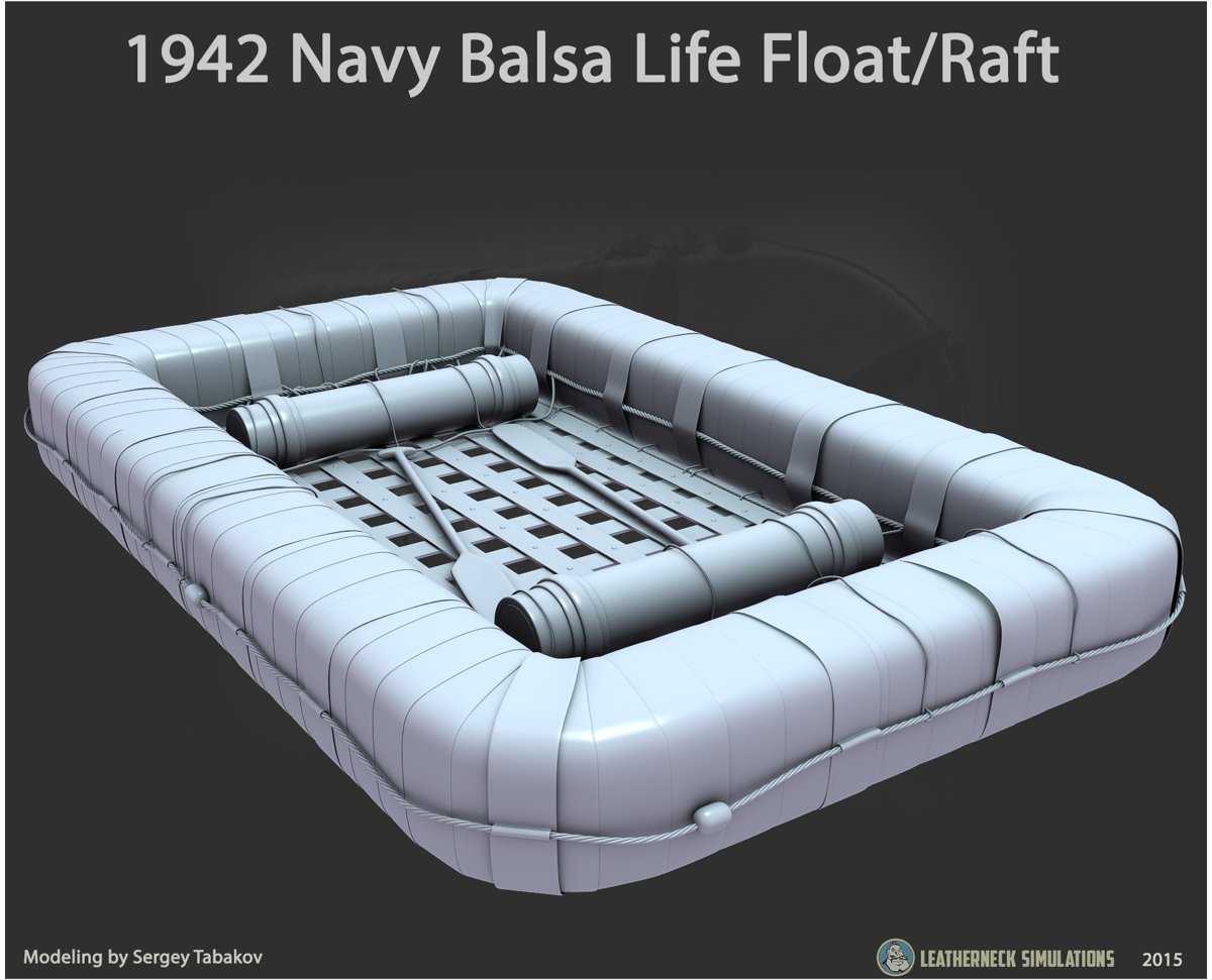 Datrex Model DXLF12D life float, 1.84 m (72.50") x 1.12 m (44.00") (215 mm (8.50") x 275 mm (10.875") body section), 12-person, polyurethane core, polyethylene outer shell.