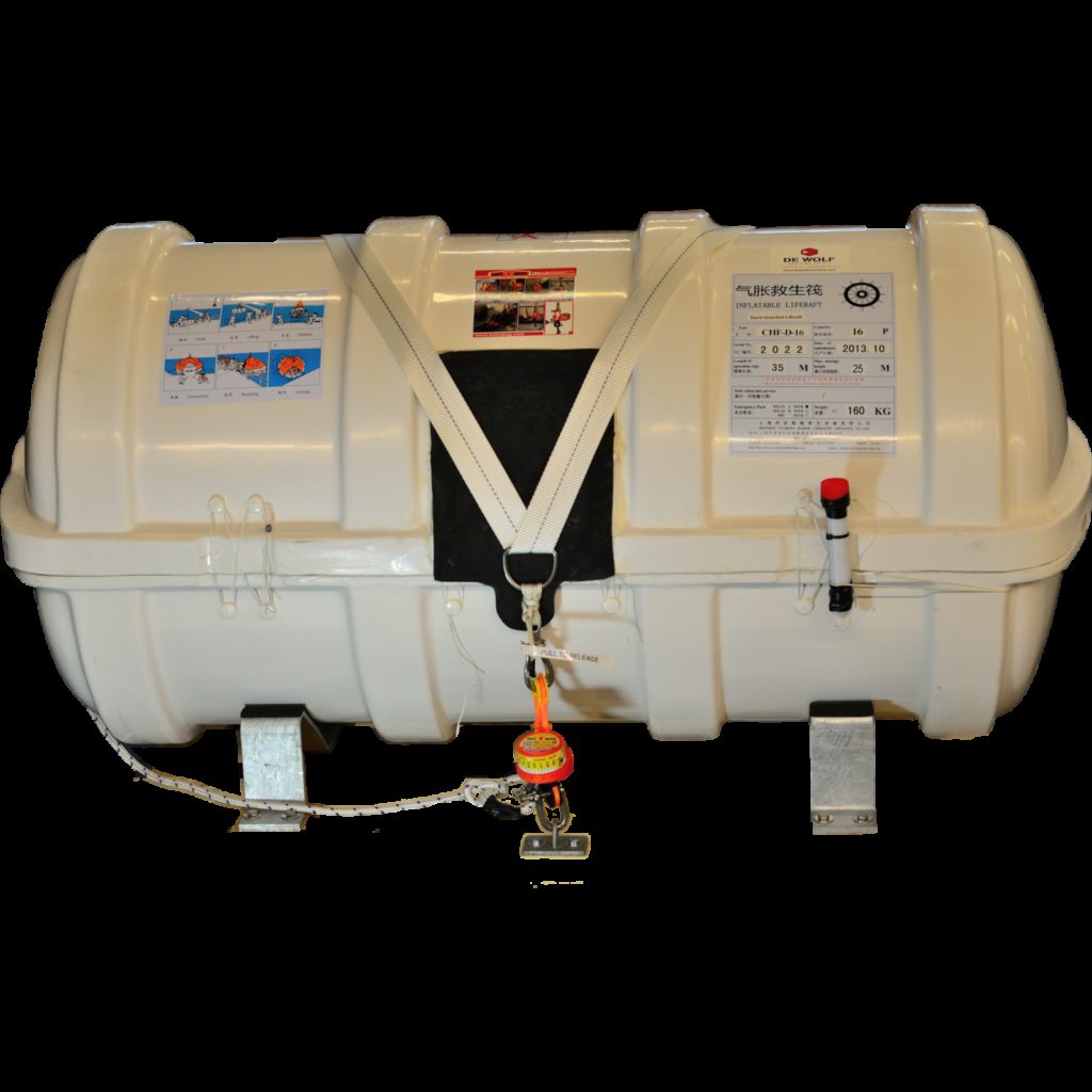 Survitec Group Inflatable Liferaft - 12 person, 16 person, 20 person, 25 person davit launched canopied Surviva MkIV inflatable liferaft hull, packaged for extended service intervals. (RFD Endura R’ (also known as ‘Survitec ESR’, ‘DSB LR07E’, ‘Survitec Zodiac ESP’, ‘Crewsaver ESR’ & ‘Elliot ESR’))