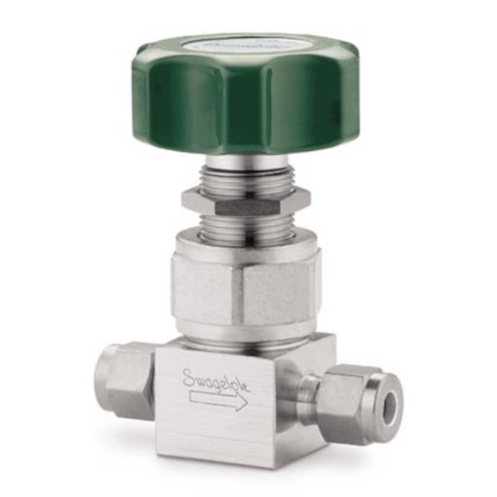 Swagelok Válvula de diafragma de alta pureza y alta presión de acero inox., 3/8 pulg. Swagelok, Mando redondo