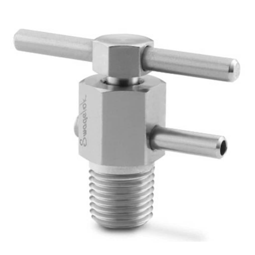Swagelok Stainless Steel Bleed Valve, 1/8 in. MNPT, Stainless Steel Bar Handle