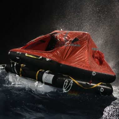 Survitec Group Inflatable Liferaft - 6-person, 8-person, 10-person, 12-person, 16-person, 20-person, 25-person throw-over/roll-over canopied inflatable liferaft. (“RFD Surviva MKIV” (also known as Beaufort Seafarer, DSB LR07, EV Solas Silver, EV TO M10, Crewsaver, Elliot, Survitec Zodiac SZ2, DBC and Survitec).)