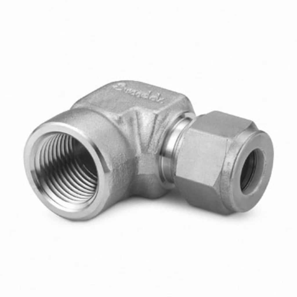 Swagelok Stainless Steel Swagelok Tube Fitting, Female Elbow, 10 mm Tube OD x 1/4 in. Female NPT