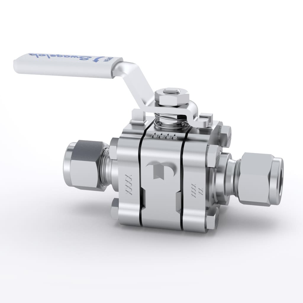 Swagelok Stainless Steel 3-Piece 60 Series Steam Service Ball Valve, PEEK Seats, 12 mm Swagelok Tube Fitting