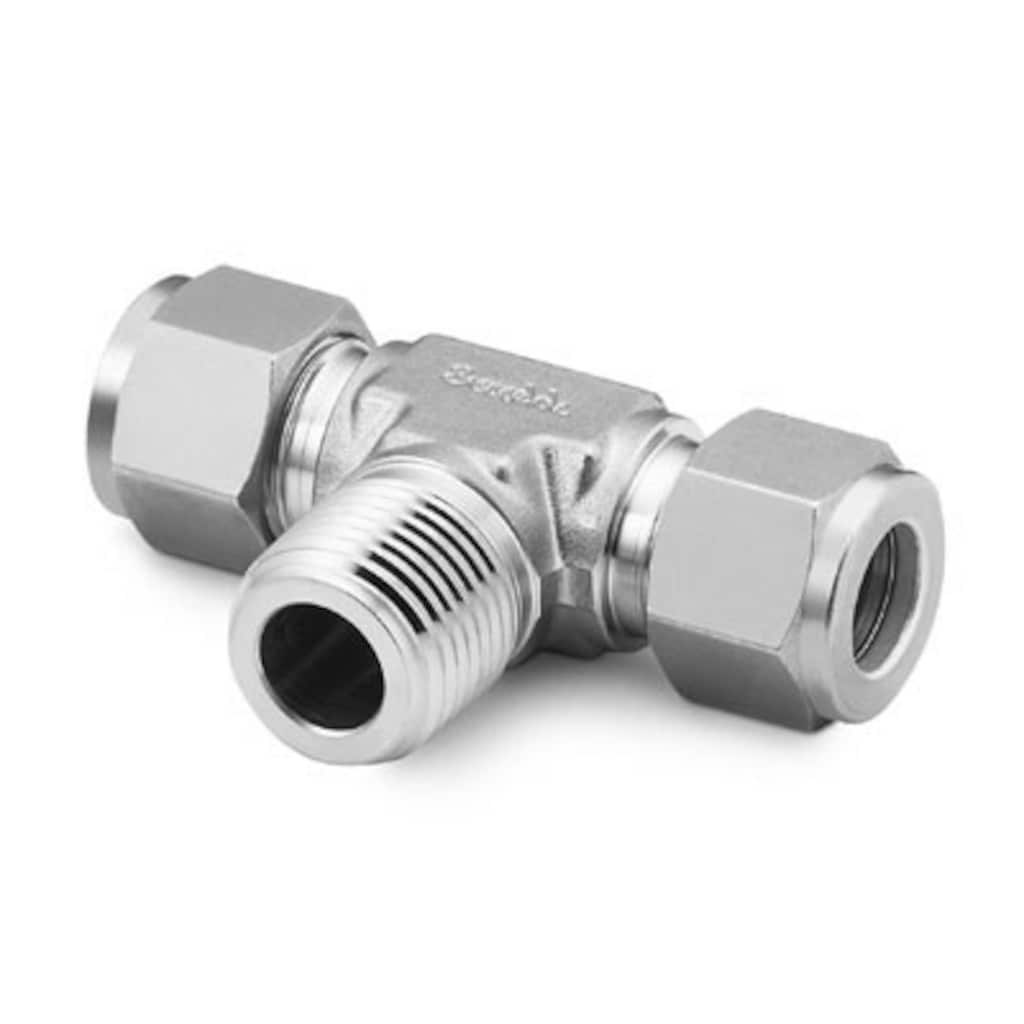 Swagelok Stainless Steel Swagelok Tube Fitting, Male Branch Tee, 1/8 in. Tube OD x 1/8 in. Tube OD x 1/4 in. Male NPT