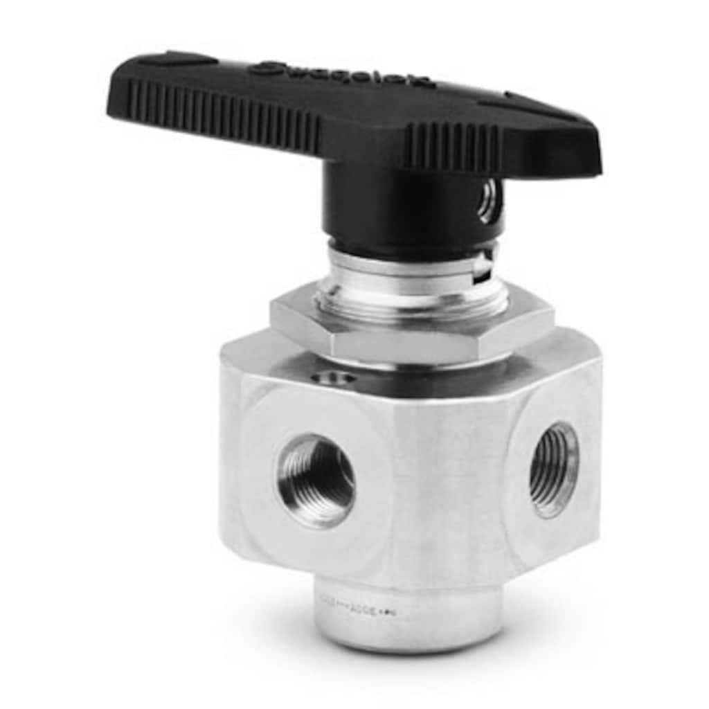 Swagelok Stainless Steel 1-Piece 40 Series 5-Way Ball Valve, 0.07 Cv, 1/8 in. FNPT