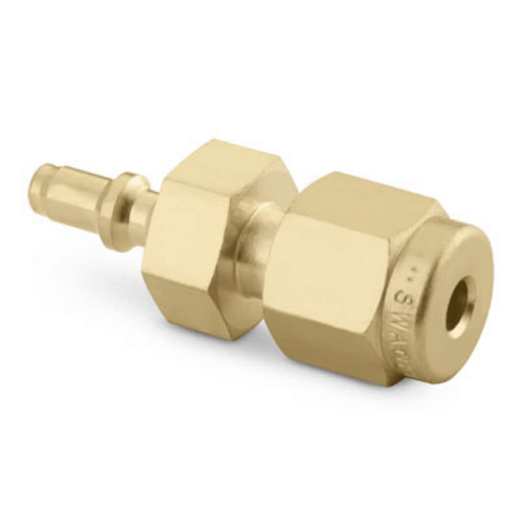 Swagelok Miniatur Schnellkupplungsstecker, nicht absperrend, Messing, Cv 0,06, 1/ 8 Swagelok Rohrverschraubung