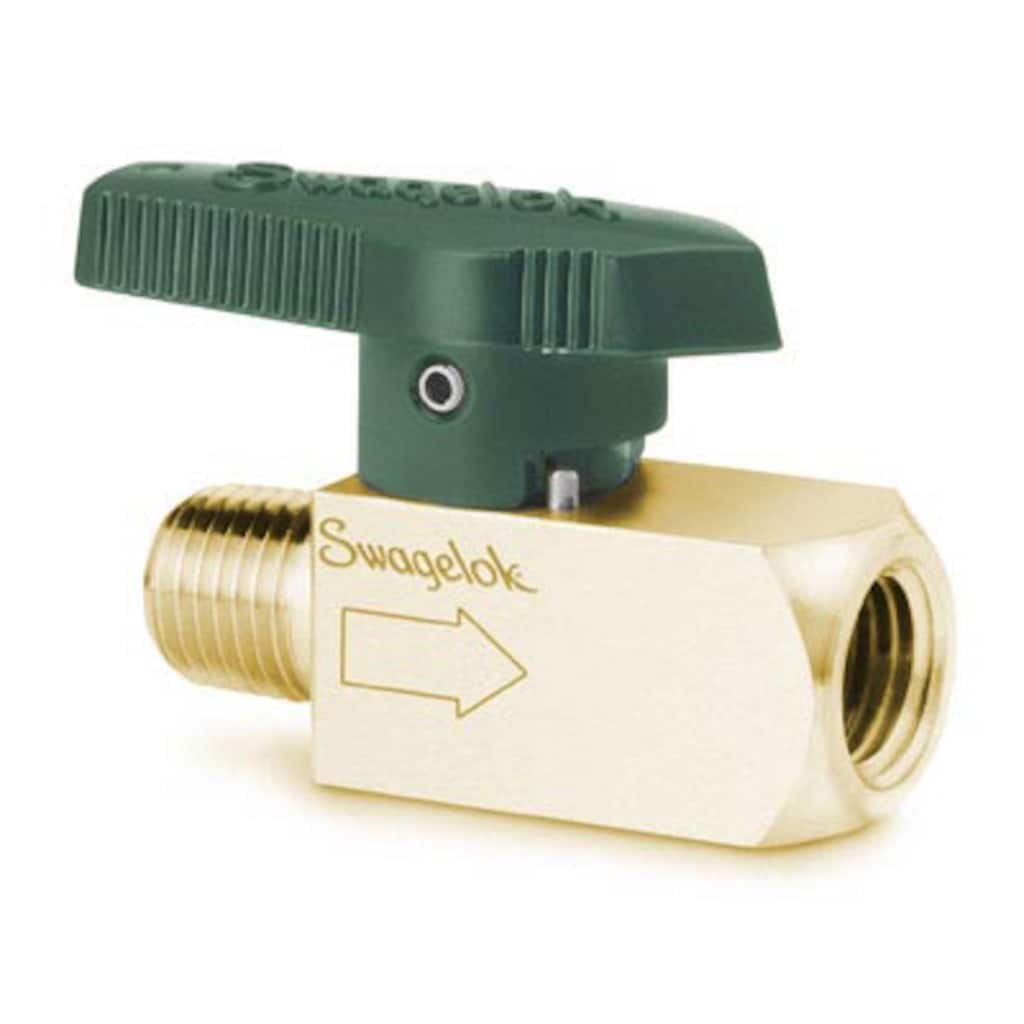 Swagelok Brass Quarter-Turn Instrument Plug Valve, 1/4 in. MNPT x 1/4 in. FNPT, 1.0 Cv