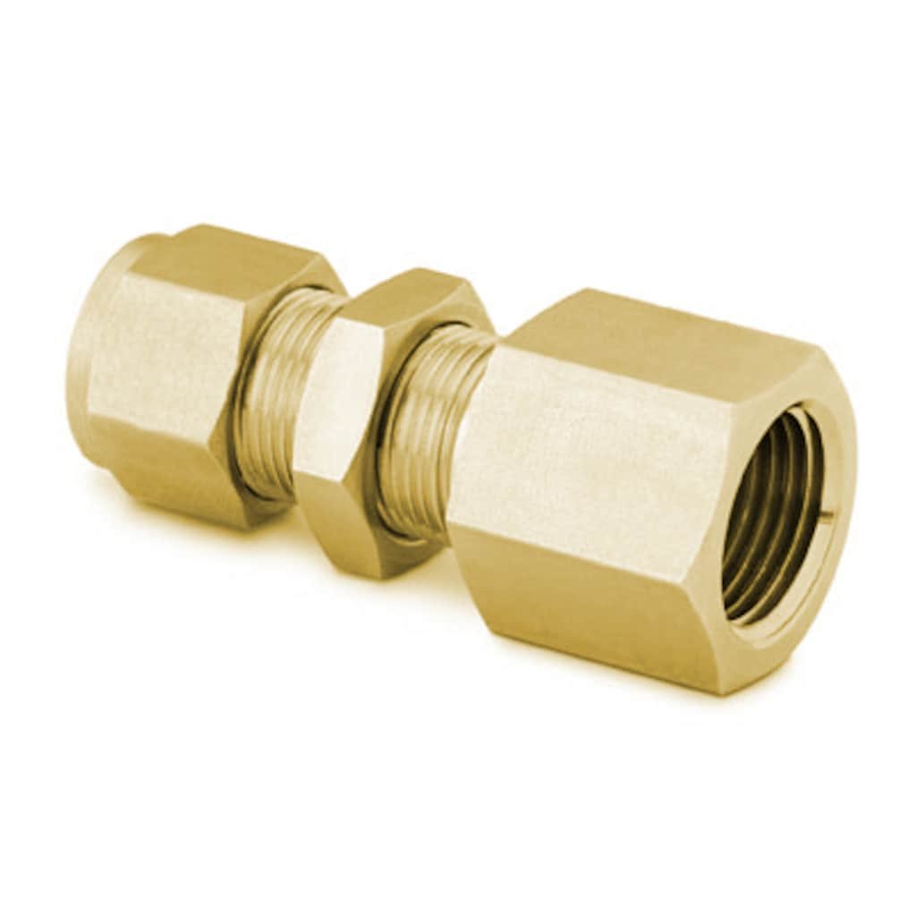 Swagelok Brass Swagelok Tube Fitting, Bulkhead Female Connector, 1/8 in. Tube OD x 1/8 in. Female NPT