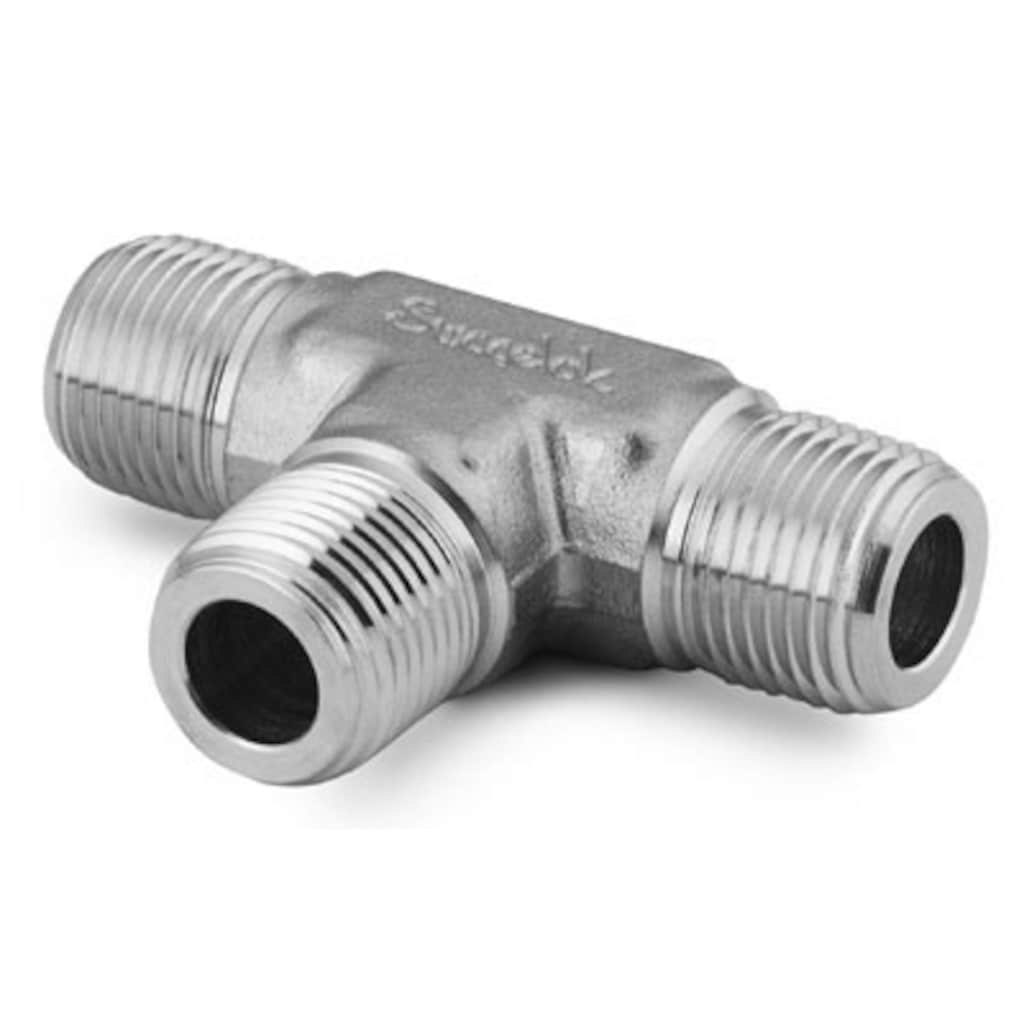 Swagelok Stainless Steel Pipe Fitting, Male Tee, 1/4 in. Male NPT