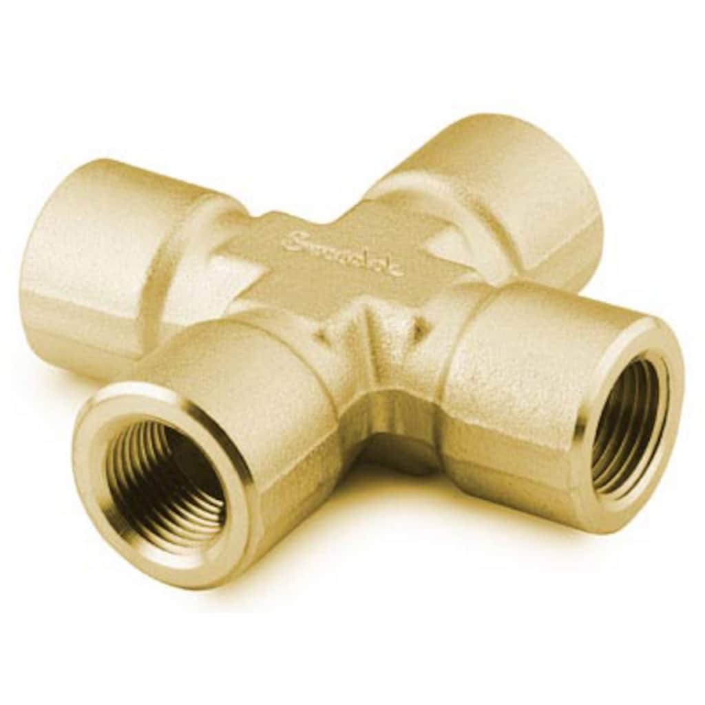 Swagelok Brass Pipe Fitting, Cross, 1/4 in. Female NPT