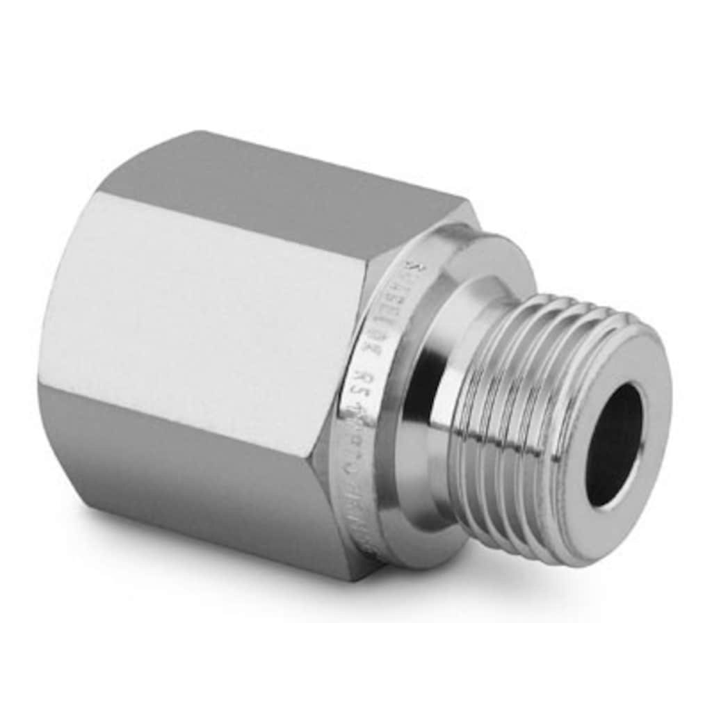 Swagelok Stainless Steel Pipe Fitting, Adapter, 1/2 in. Female NPT x 1/2 in. Male ISO Parallel Thread, Straight Shoulder