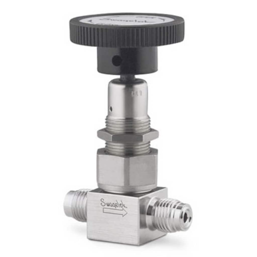 Swagelok Stainless Steel Bellows Sealed Valve, Gasketed, PCTFE Stem Tip, 1/4 in. Male Swagelok VCR Face Seal Fitting, SC-11 Cleaned