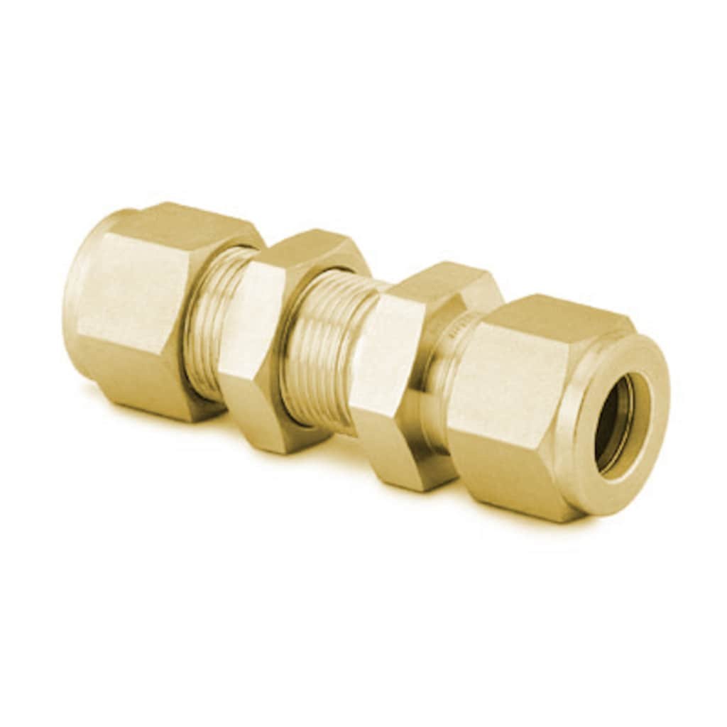 Swagelok Brass Swagelok Tube Fitting, Bulkhead Union, 1/4 in. Tube OD