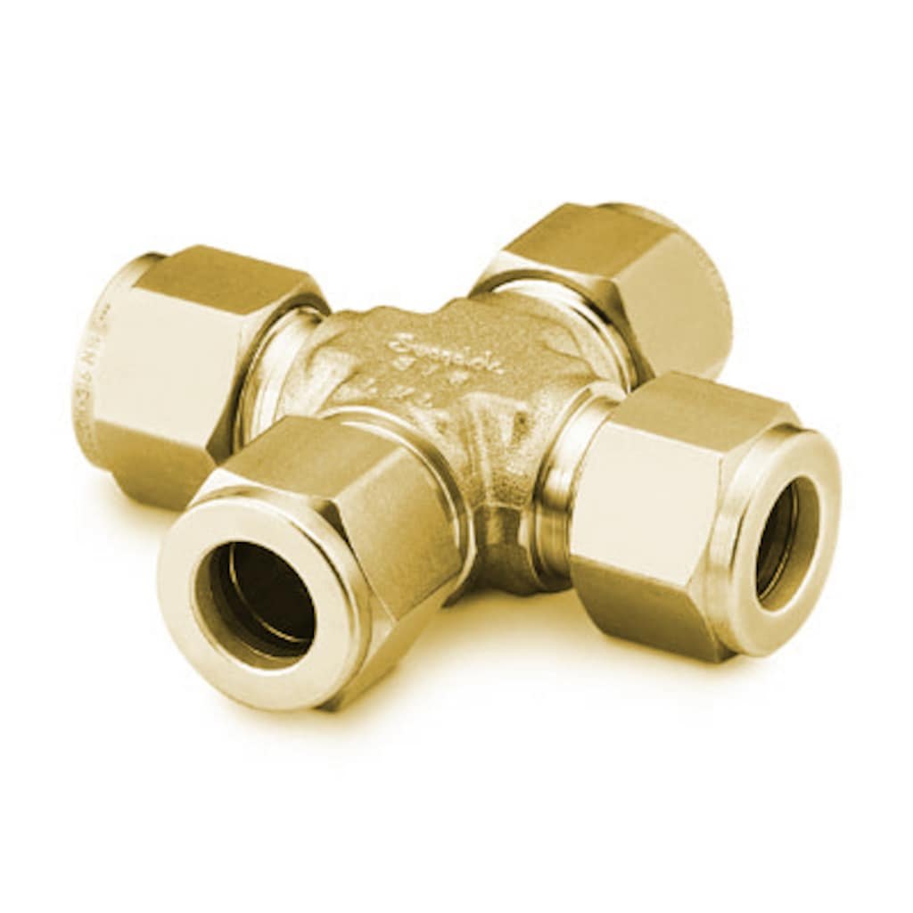 Swagelok Brass Swagelok Tube Fitting, Union Cross, 1/4 in. Tube OD