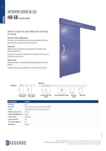 Baggerød Class B-15 Sliding door - type HB-S-B30