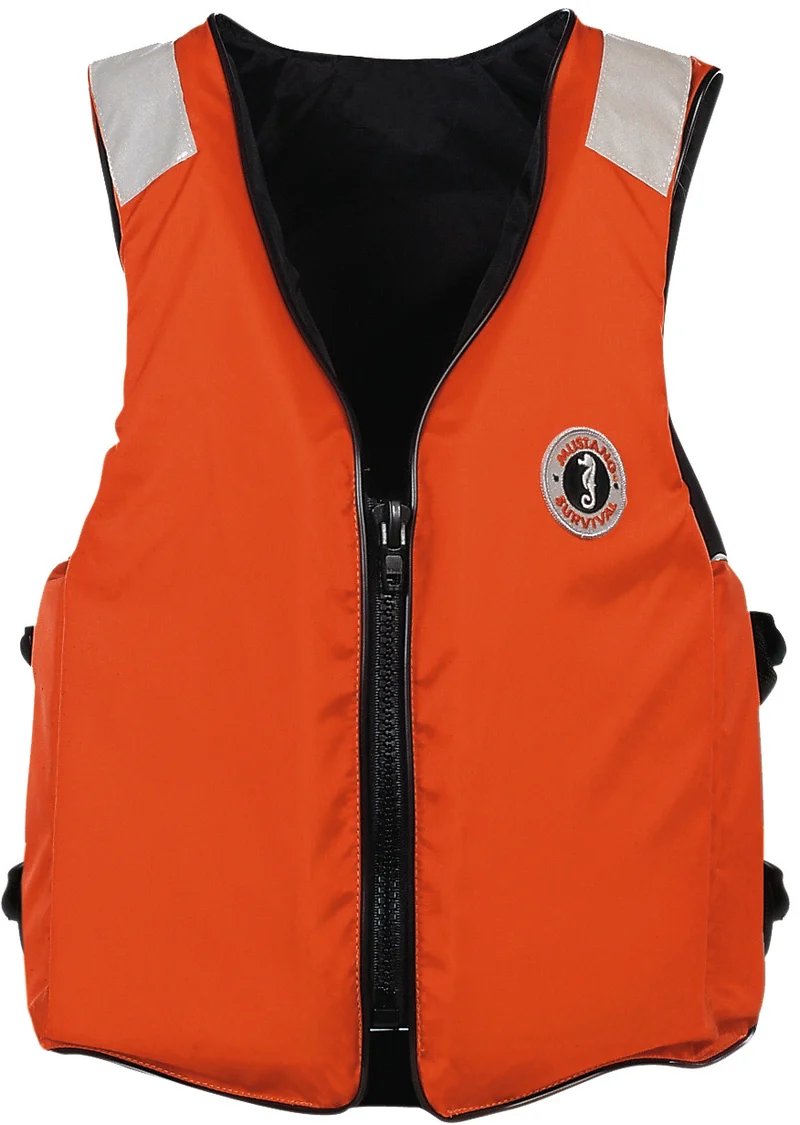 Mustang Survival Model MV3196, Adult Small, Adult Medium, Adult Large, Adult X-Large, Adult XX-Large, and Adult 3X-Large/7X-Large, Level 70 PFD.