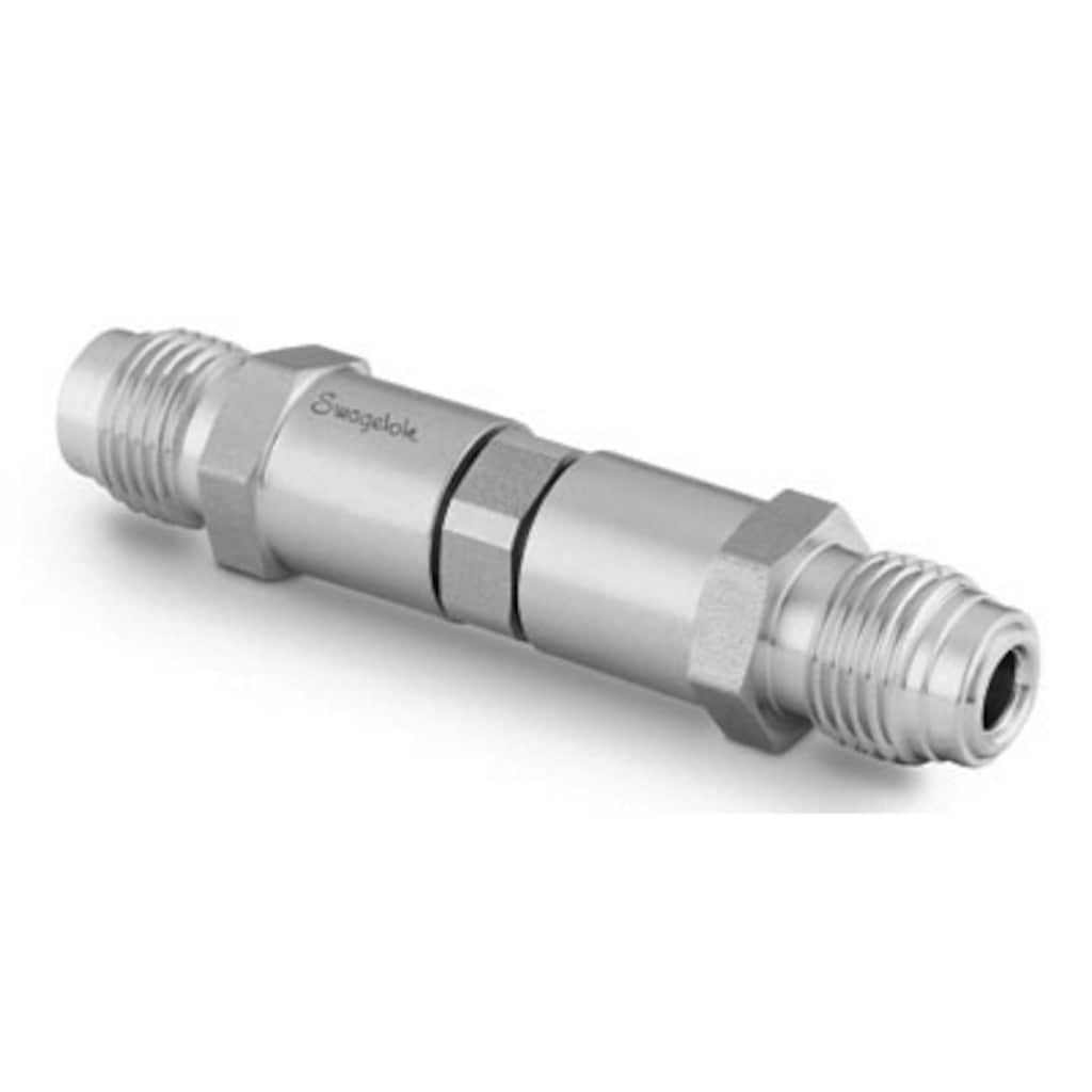 Swagelok Rückschlagventil, Edelstahl, verstellbarer Druck, 1/4 Zoll Swagelok VCR-Außengewinde, 10,4 bar bis 24,2 bar (150 bis 350 psig)