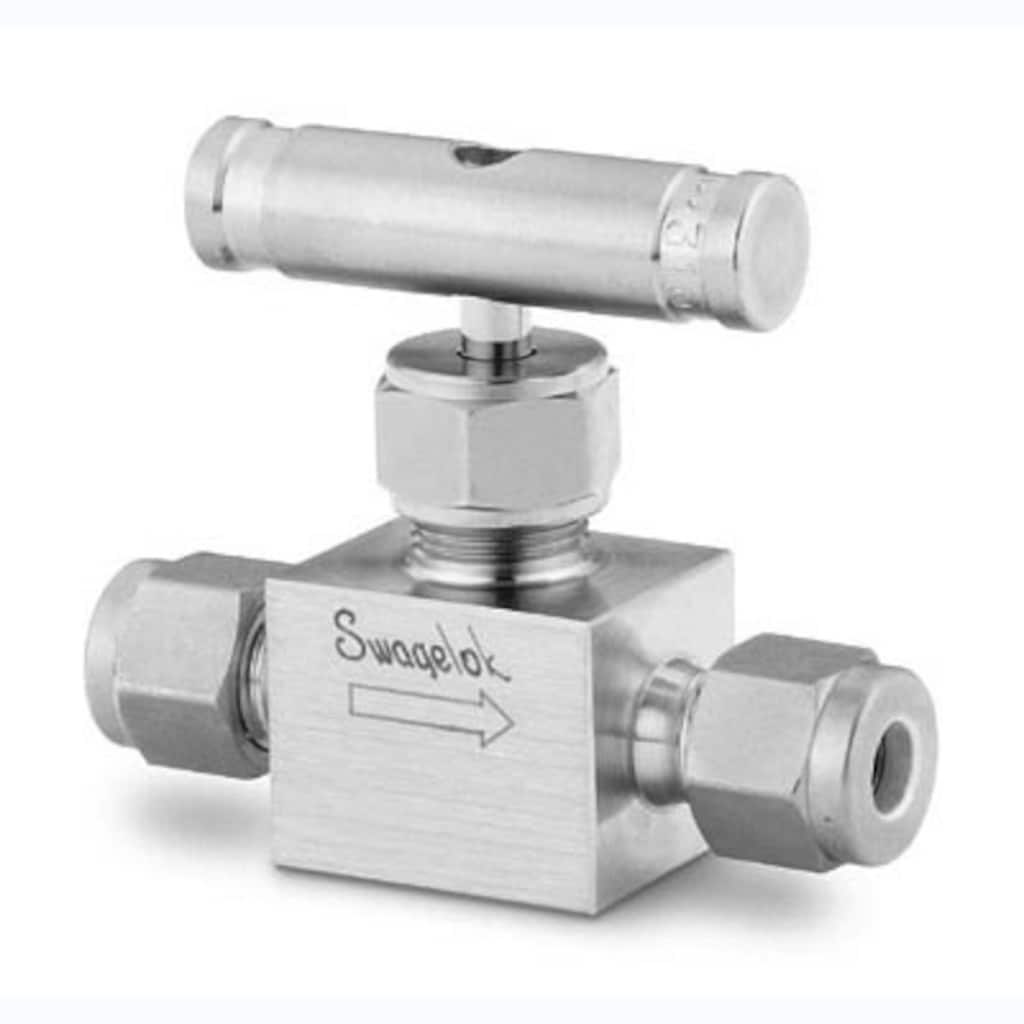 Swagelok Válvula de aguja con bonete integral de acero inox., Cv 0,21, 1/4 pulg. Swagelok, Vástago en V