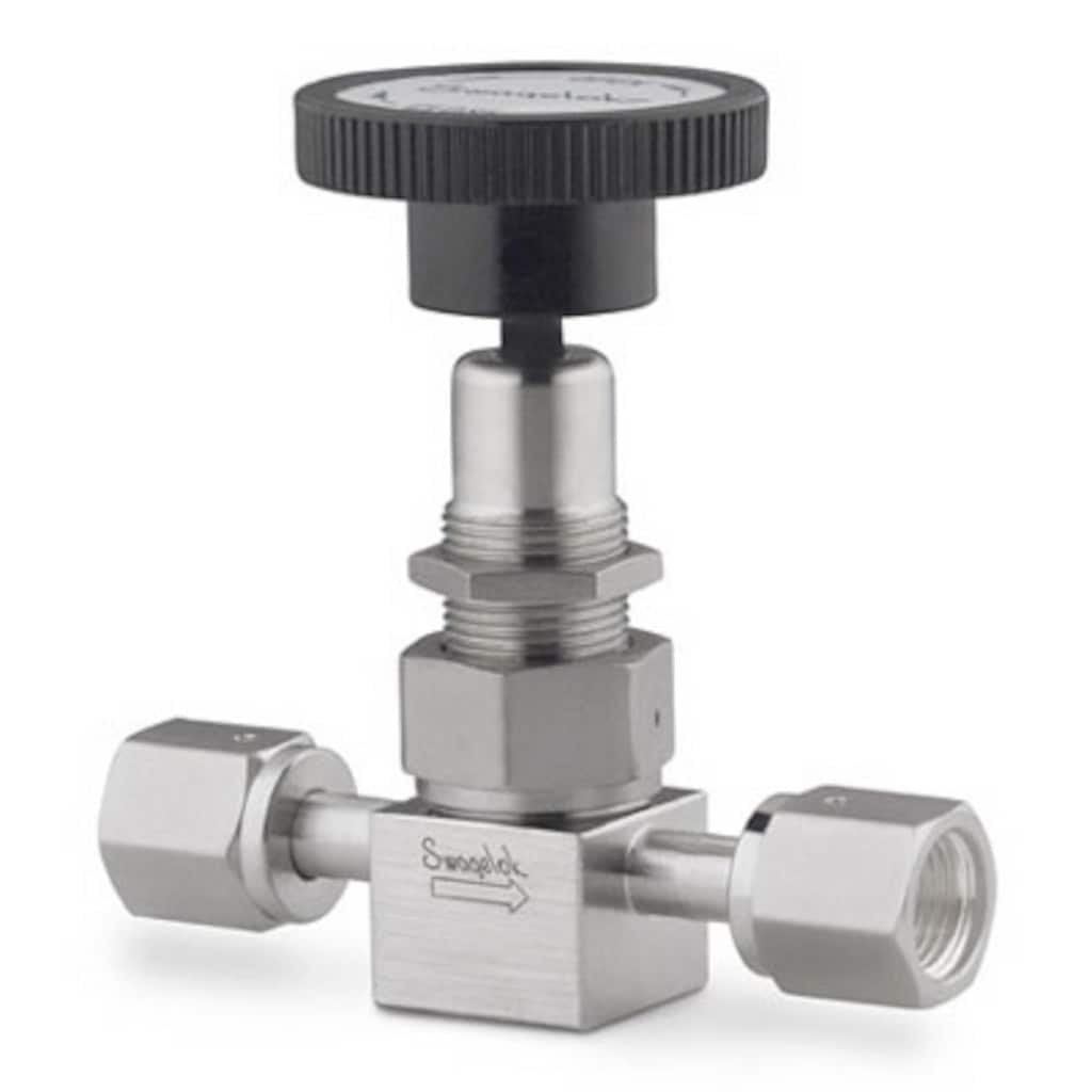 Swagelok Stainless Steel Bellows Sealed Valve, Welded, Spherical Stem Tip, 1/4 in. Female Swagelok VCR Face Seal Fitting, SC-11 Cleaned