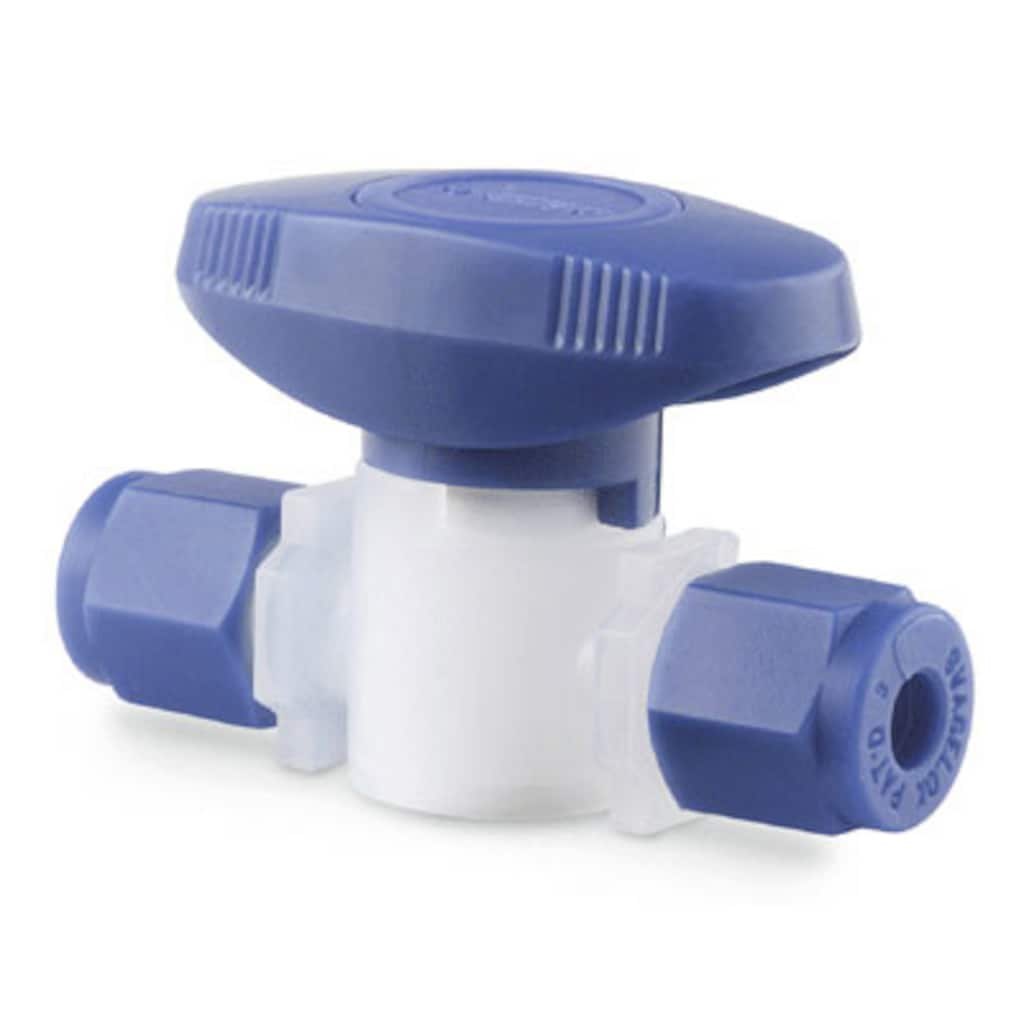 Swagelok PFA Plug Valve, 1/4 in. Swagelok Tube Fitting, Panel Mount Bracket