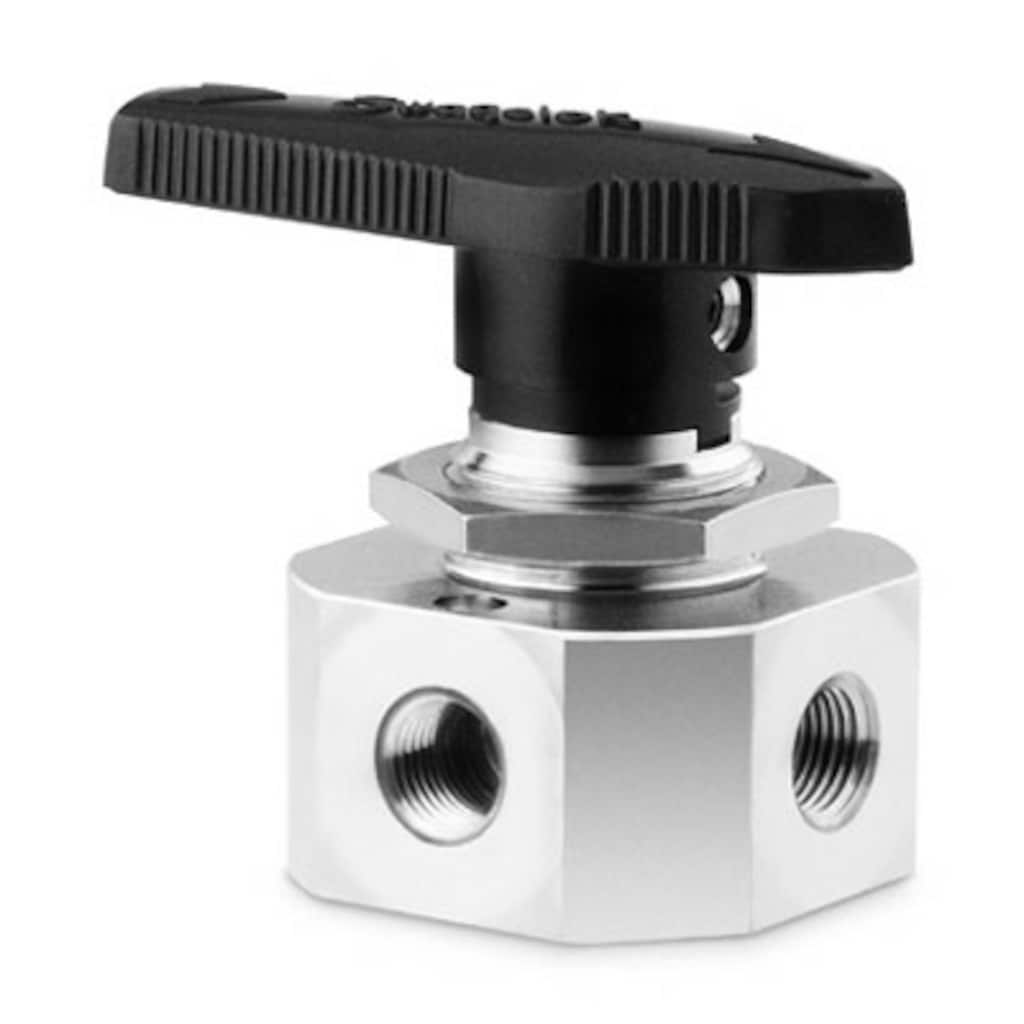 Swagelok Stainless Steel 1-Piece 40 Series 4-Way Ball Valve, 0.08 Cv, 1/8 in. FNPT, 0.125 in. Ball Orifice