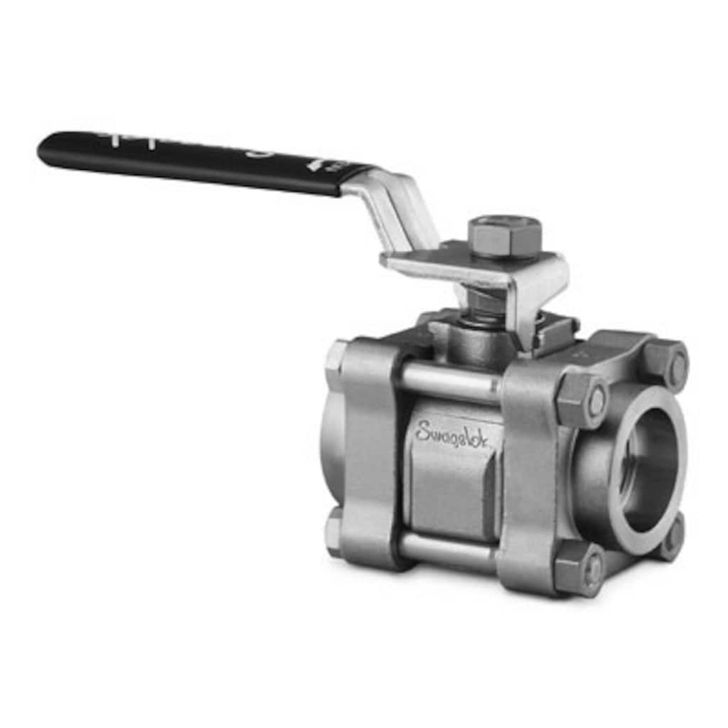 Swagelok Stainless Steel 3-Piece 60 Series Ball Valve, Reinforced PTFE Seats, 1 in. Pipe Socket Weld