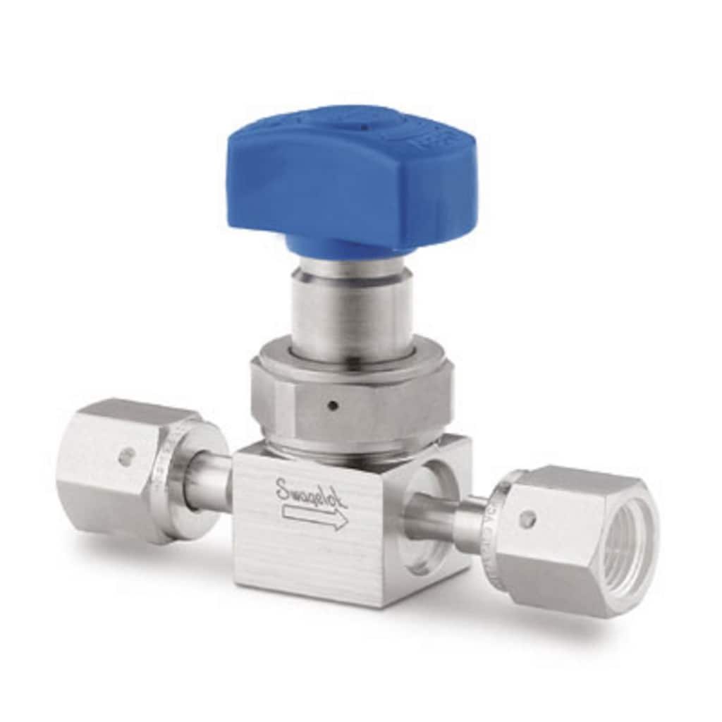 Swagelok 316L VIM-VAR UHP Diaphragm Sealed Valve, 1/4 in. Female VCR Fitting, SC-01 Cleaned, Green Directional Handle