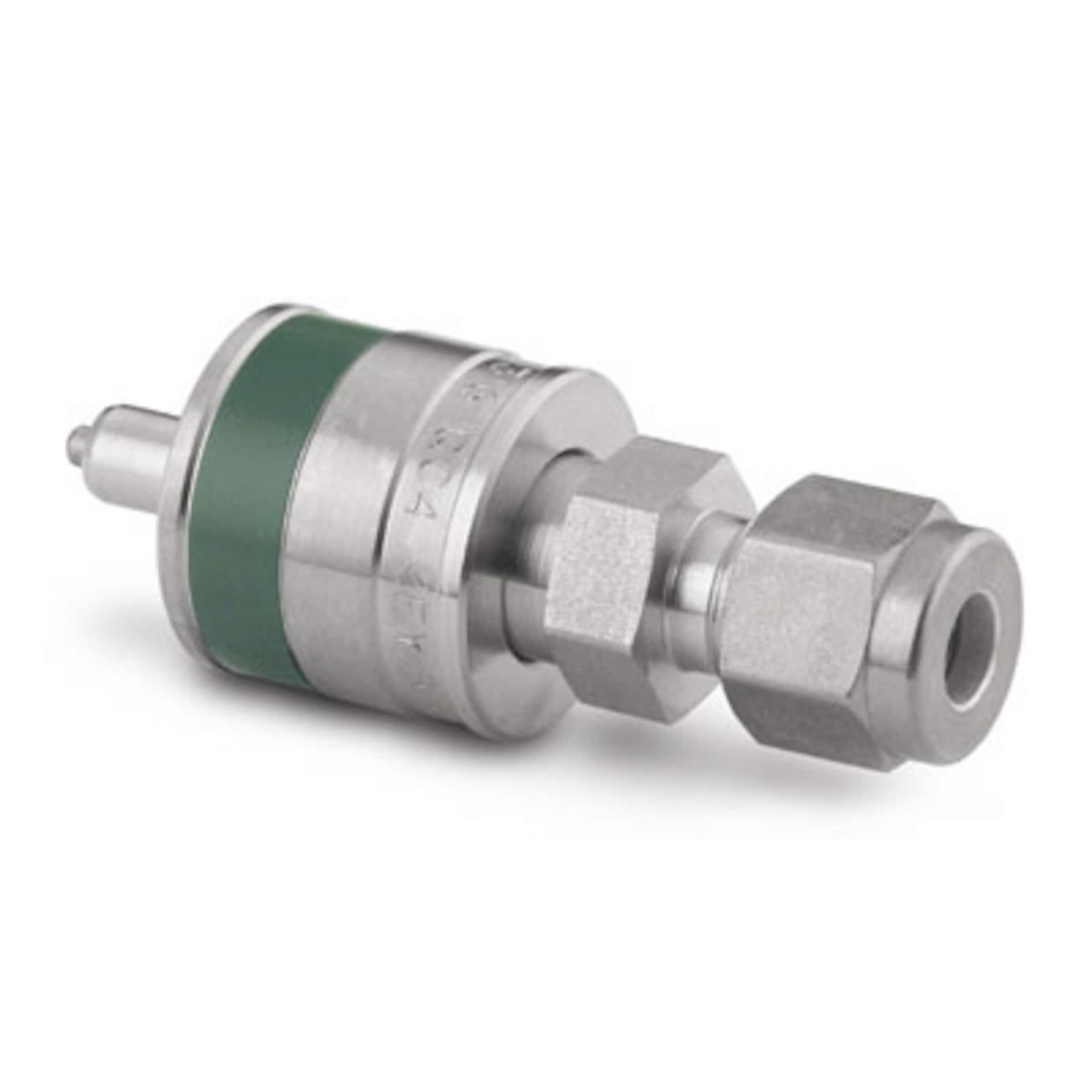 Swagelok Schnellkupplungsstecker, PTFE-gedichtet, absperrend, Edelstahl, 1/4 Zoll NPT-Außengewinde, Blaue Kodierung (Serie QTM2)