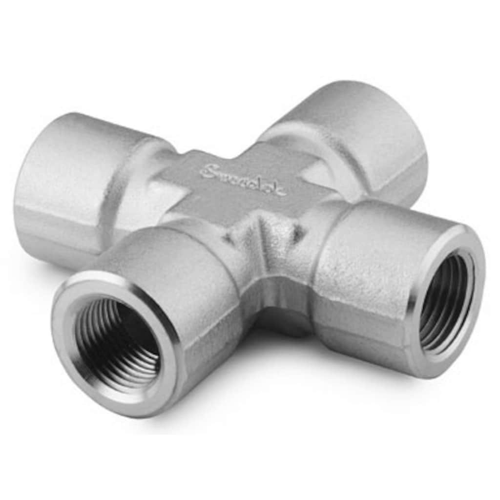 Swagelok Stainless Steel Pipe Fitting, Cross, 1/8 in. Female NPT