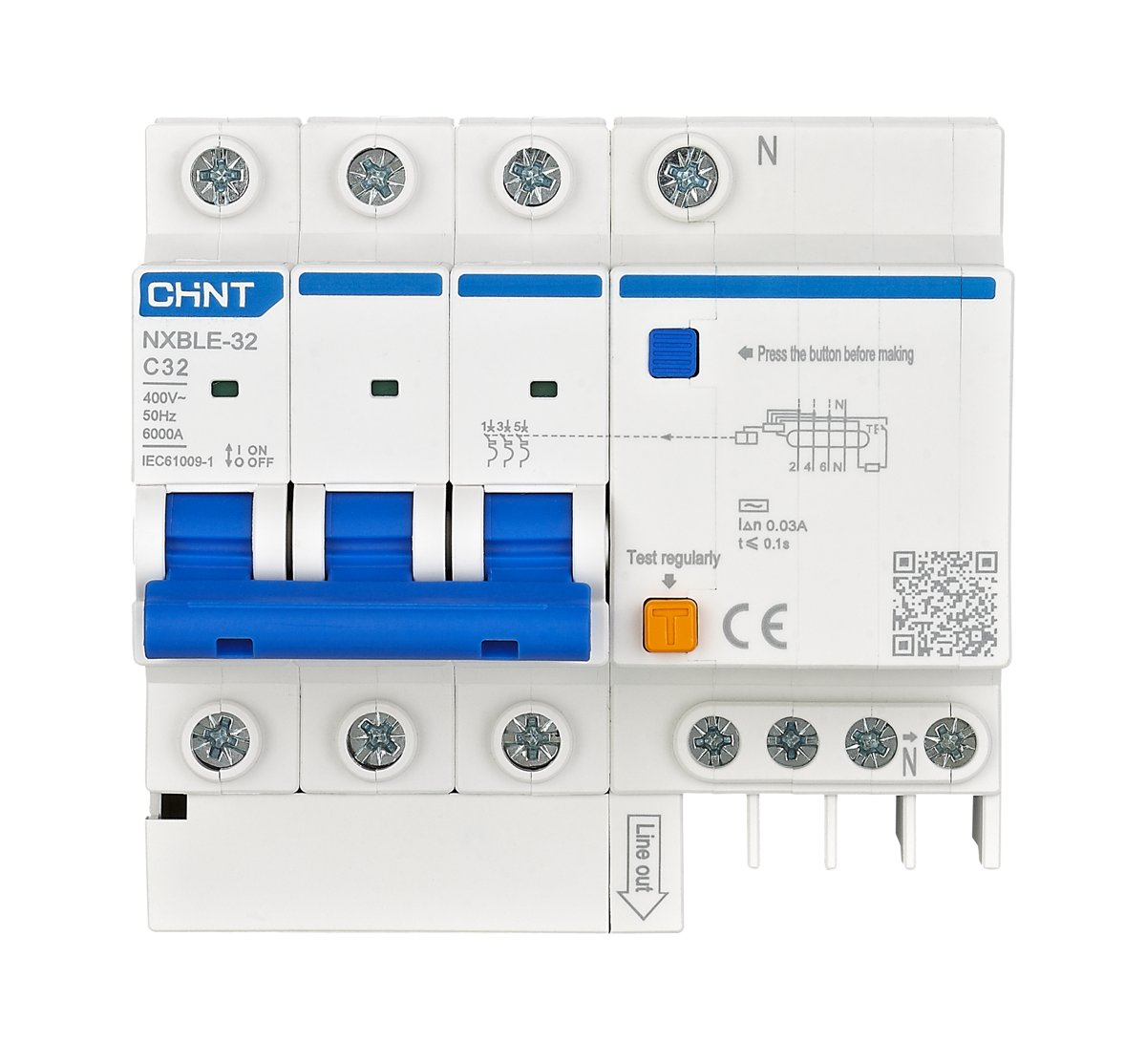 Chint NXBLE-63Y Residual Current Operated Circuit Breaker (RCBO)