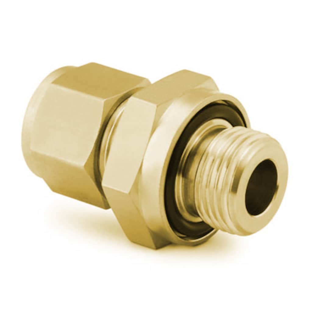 Swagelok Brass Swagelok Tube Fitting, Male O-Seal Connector, 1/8 in. Tube OD x 5/16-24 Male O-Seal SAE/MS Straight Thread