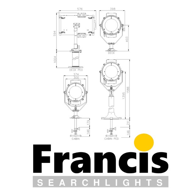 Francis Searchlights L300DP Deck Ped RF