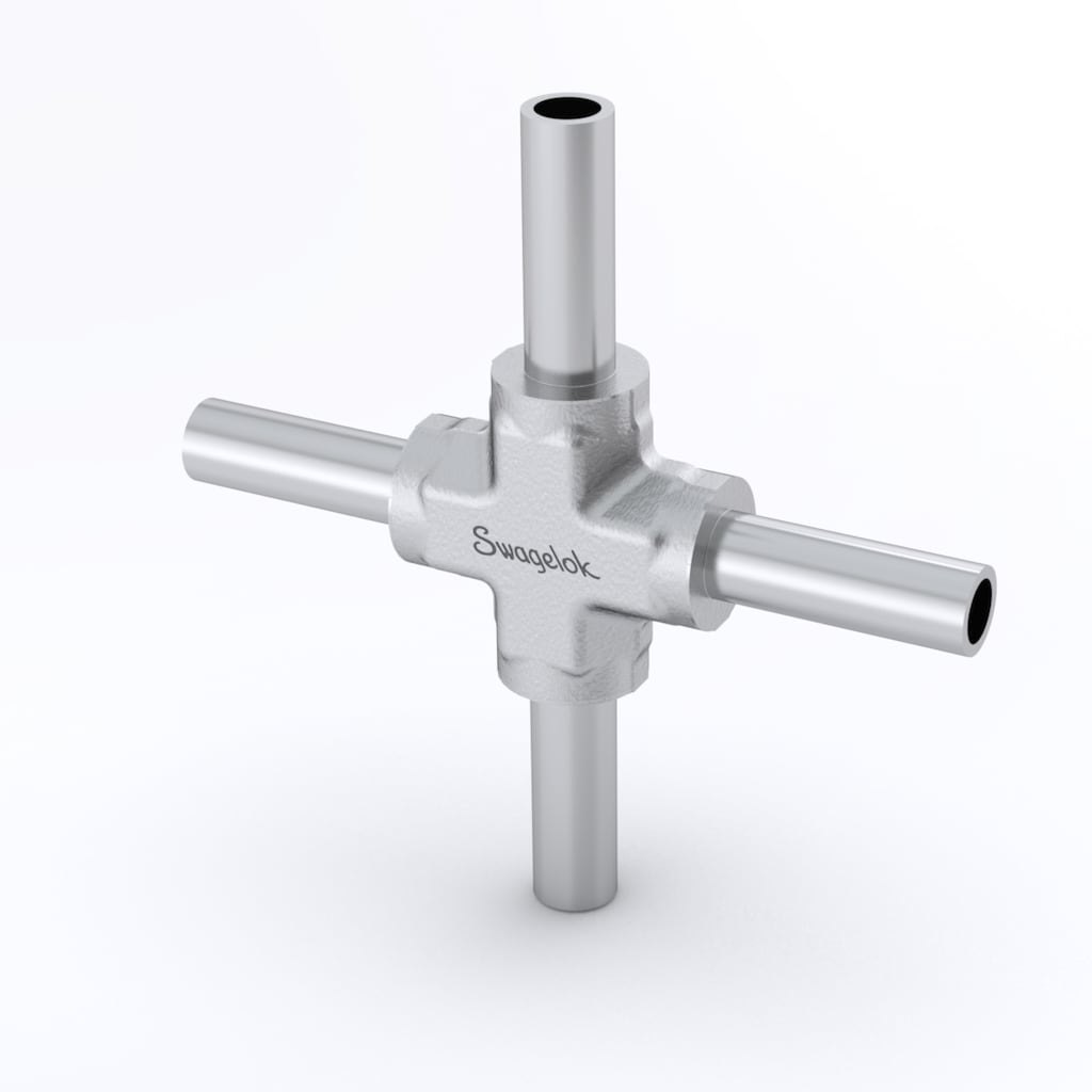 Swagelok 316L Stainless Steel Tube Butt Weld Union Cross, 1/4 in. OD