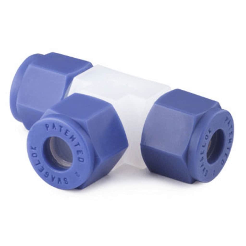 Swagelok PFA Swagelok Tube Fitting, Union Tee, 1/4 in. Tube Fitting
