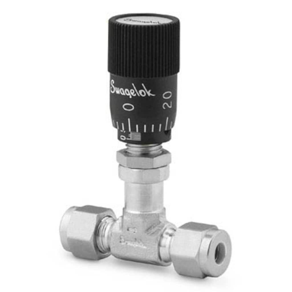 Swagelok Válvula de regulación de bajo caudal de acero inox., 1/4 pulg. Swagelok, Mando micrométrico