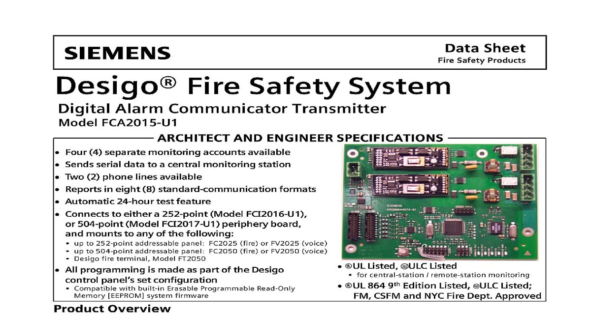 Siemens Fire Safety FCA2015-U1