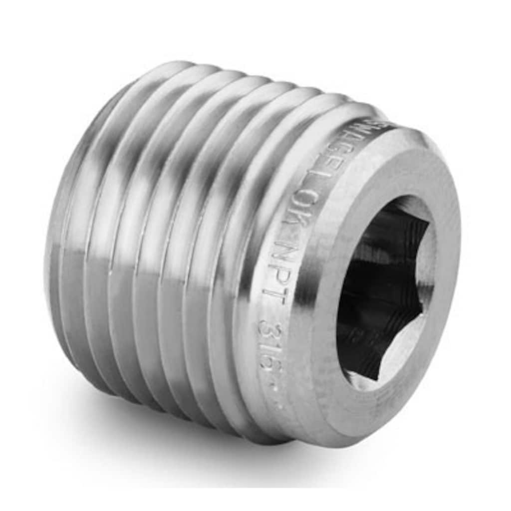 Swagelok Stainless Steel Pipe Fitting, Hollow Hex Plug, 3/8 in. Male NPT